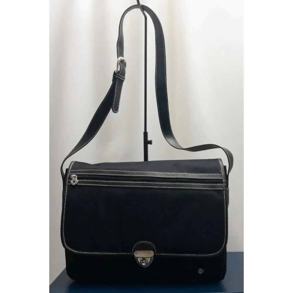 Samsonite Deep black Black nylon canvas body with faux leather trim (exact perce